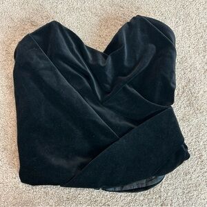 Zara ZW Collection black velvet strapless corset bustier top blouse Sz S NWOT